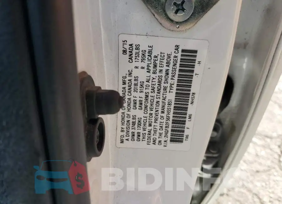 2HGFB2F56FH551851 Photo# 10