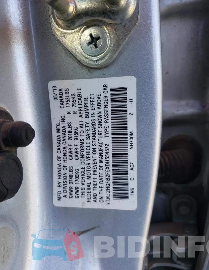 2HGFB2F5XDH554572 Photo# 10