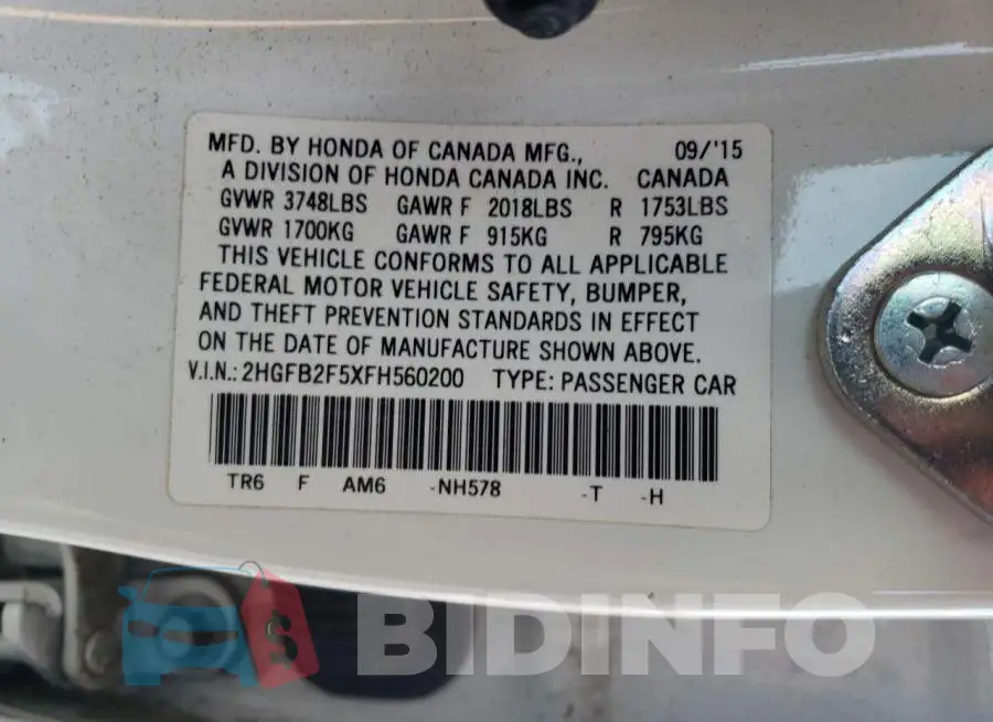 2HGFB2F5XFH560200 Photo# 10