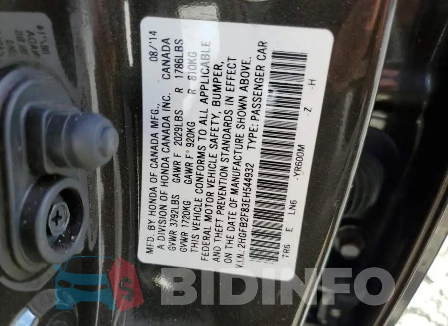 2HGFB2F83EH544932 Photo# 10
