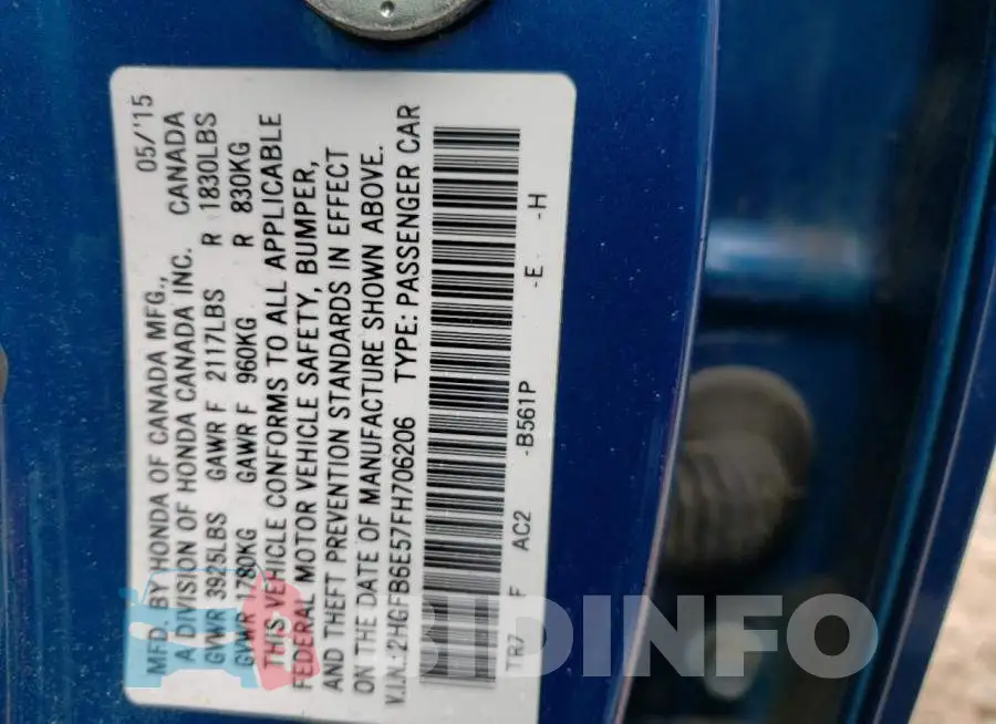 2HGFB6E57FH706206 Photo# 10
