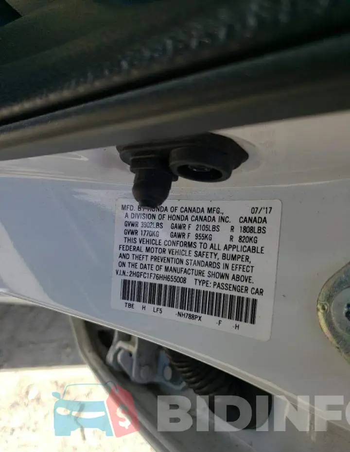 2HGFC1F76HH655008 Photo# 10