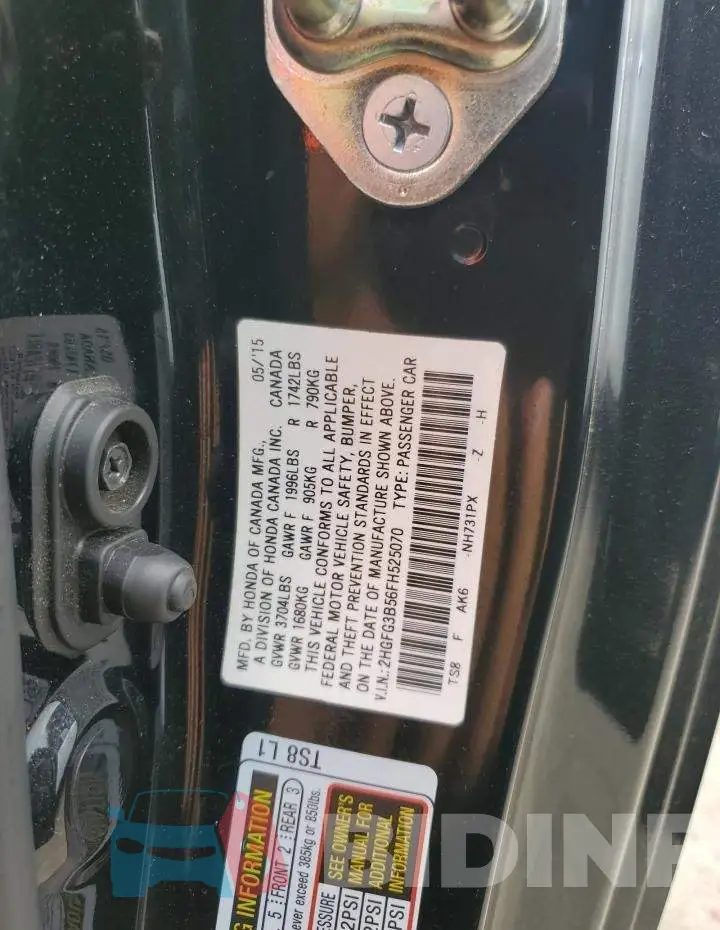 2HGFG3B56FH525070 Photo# 10