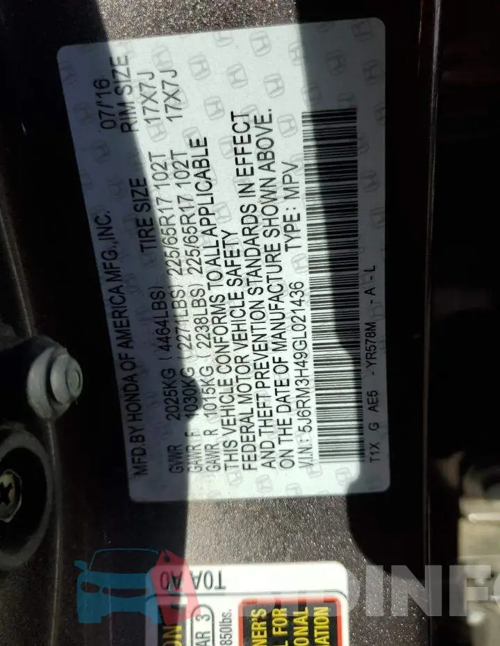 5J6RM3H49GL021436 Photo# 10