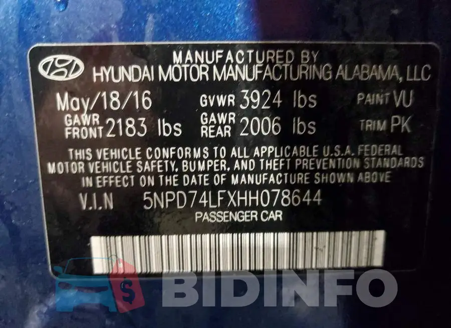5NPD74LFXHH078644 Photo# 10