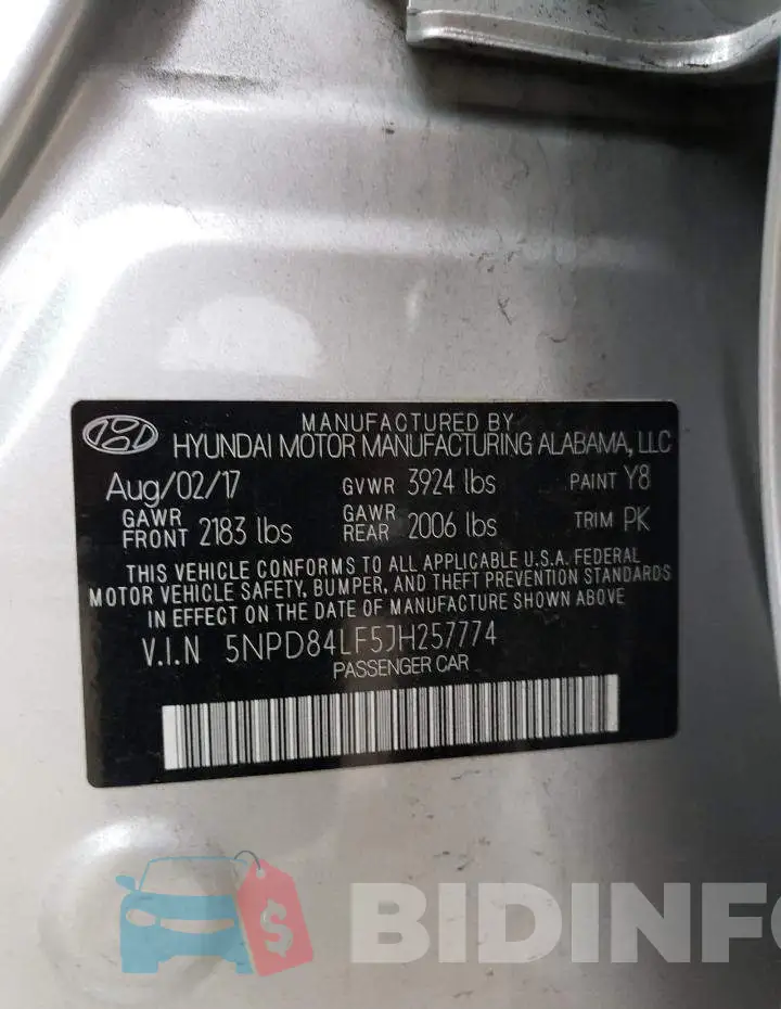 5NPD84LF5JH257774 Photo# 10
