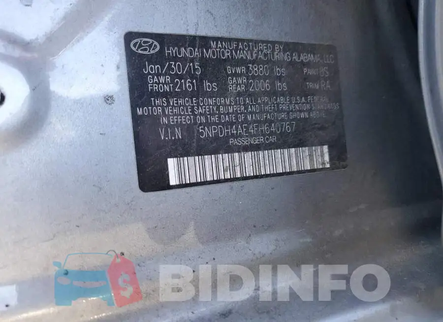 5NPDH4AE4FH640767 Photo# 12