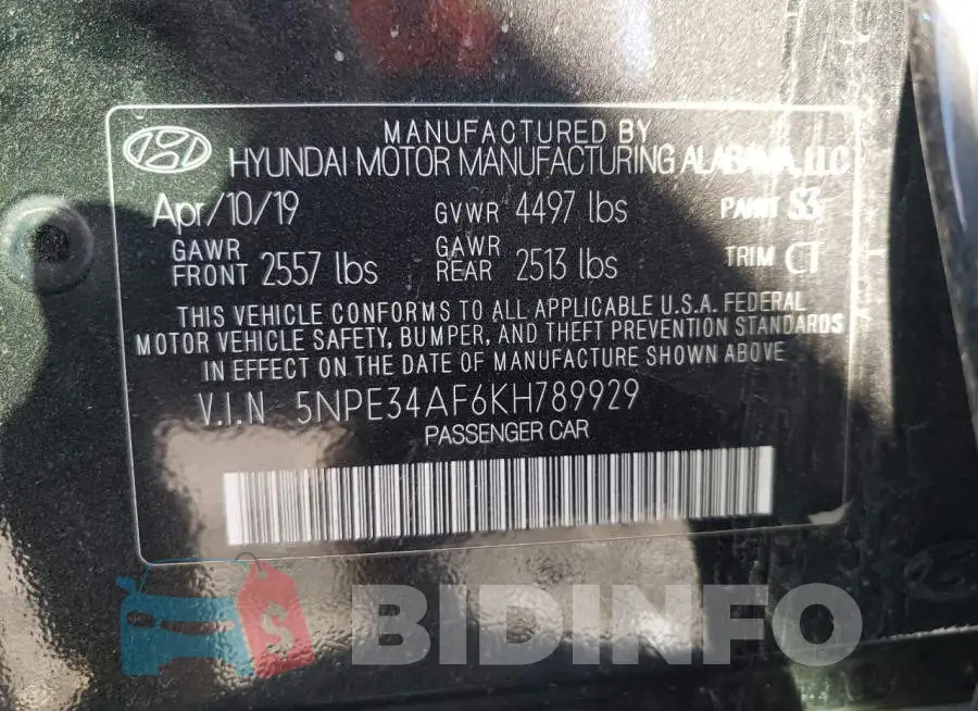 5NPE34AF6KH789929 Photo# 10