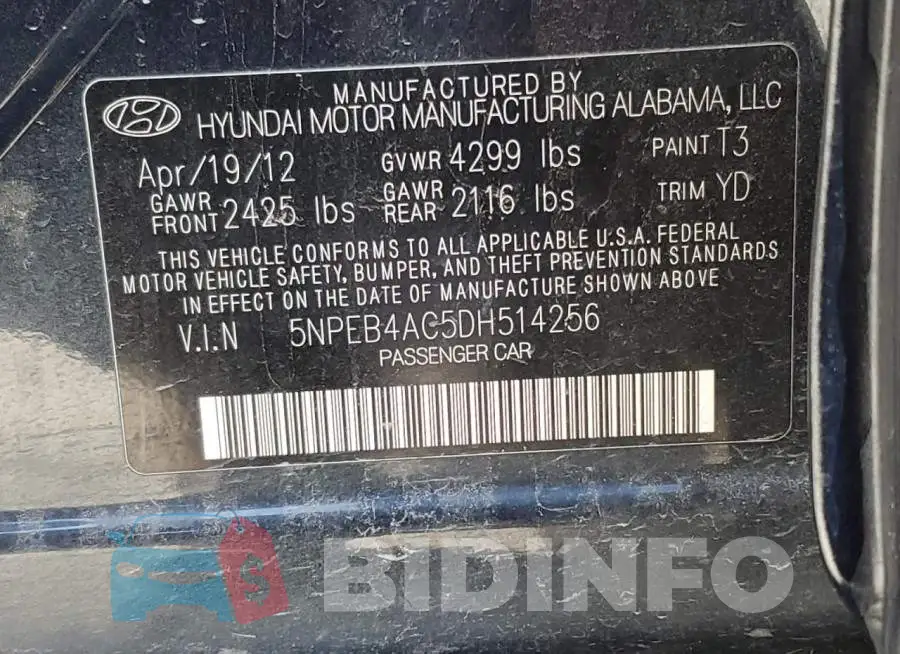 5NPEB4AC5DH514256 Photo# 10