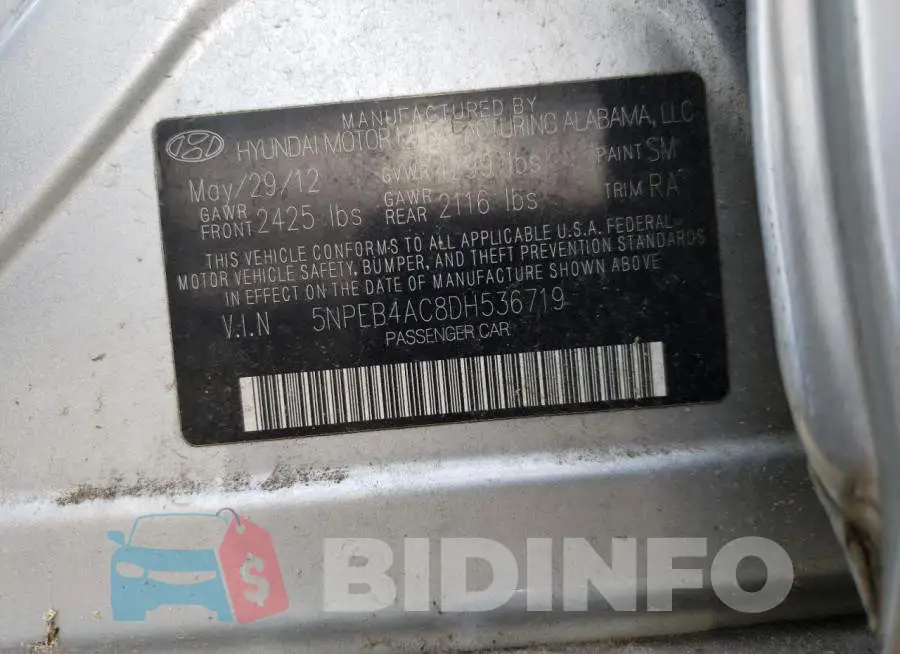 5NPEB4AC8DH536719 Photo# 10
