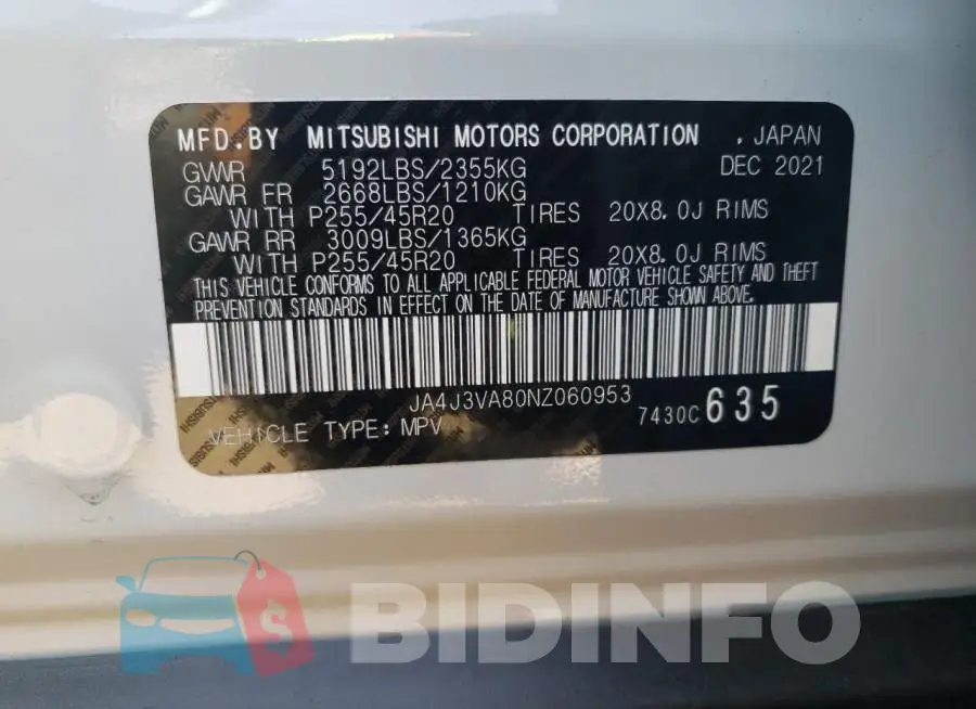 JA4J3VA80NZ060953 Photo# 10