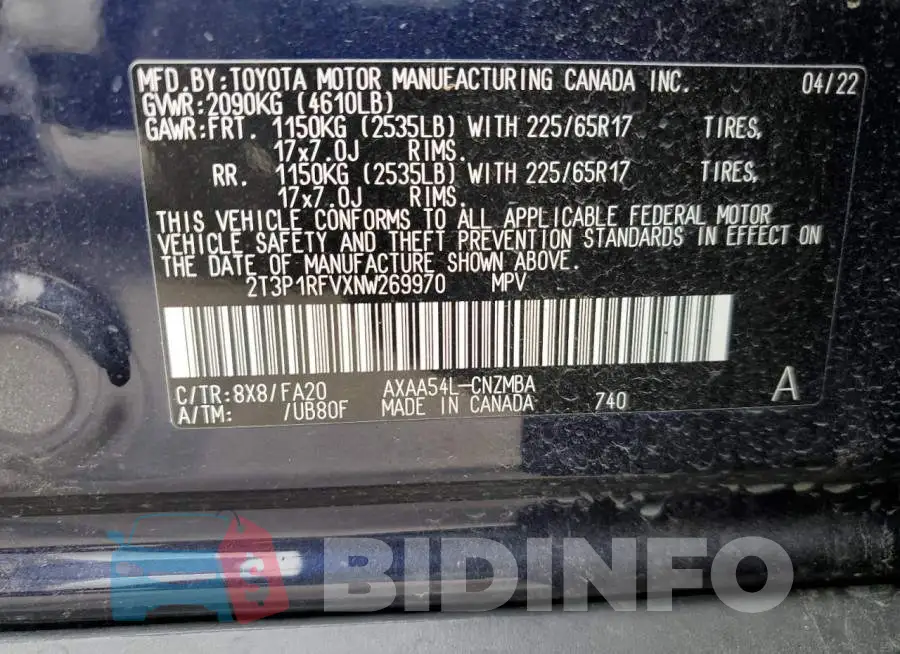 2T3P1RFVXNW269970 Photo# 13