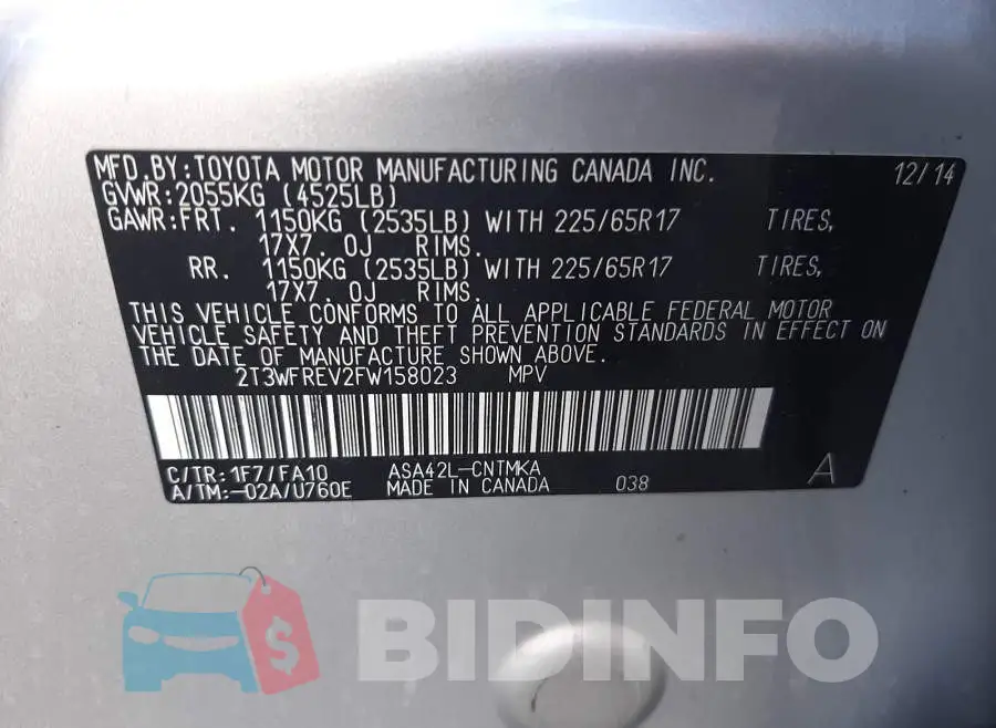 2T3WFREV2FW158023 Photo# 10