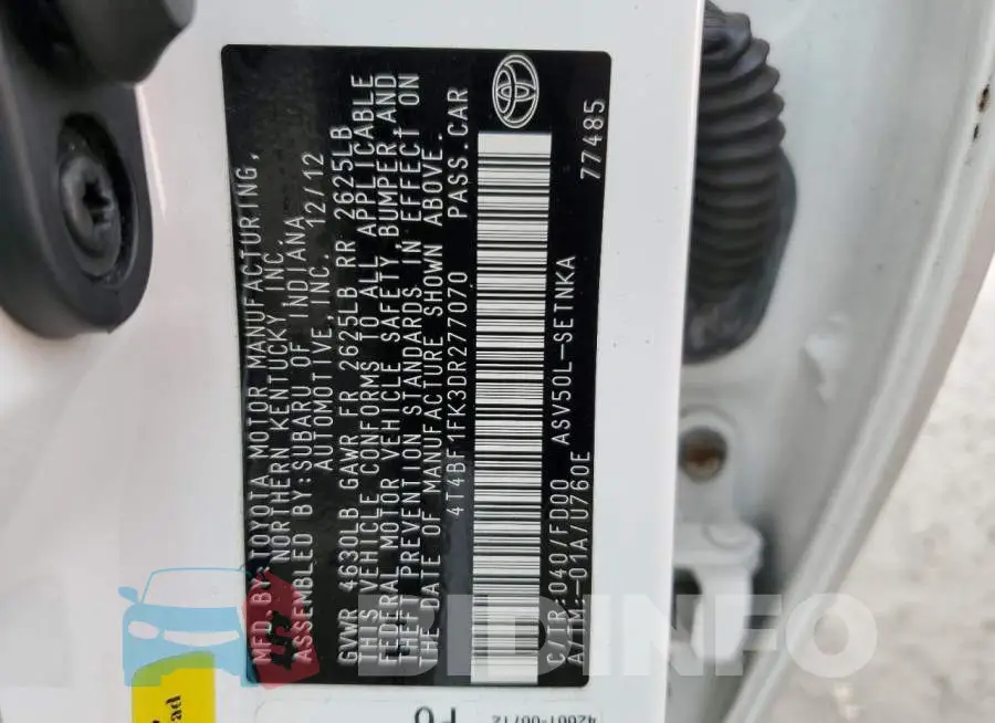4T4BF1FK3DR277070 Photo# 10