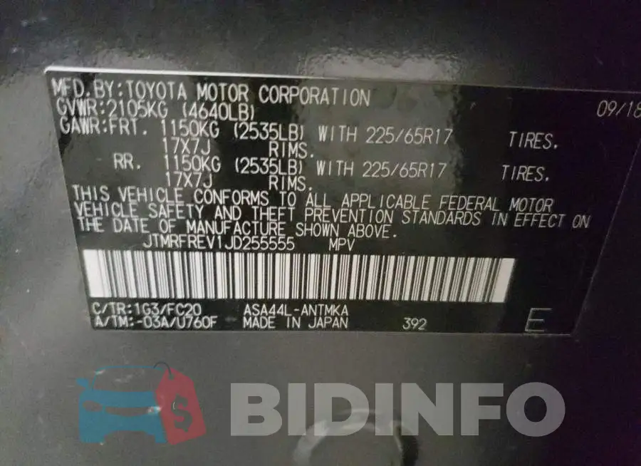 JTMRFREV1JD255555 Photo# 10