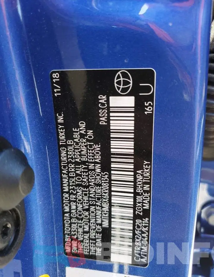 NMTKHMBX6KR081345 Photo# 10