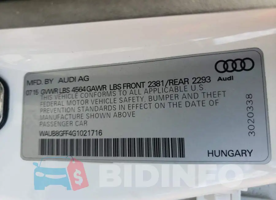 WAUB8GFF4G1021716 Photo# 10