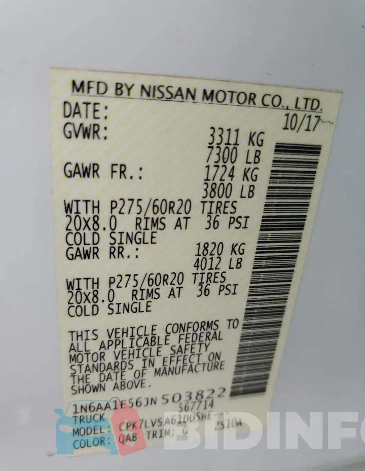 1N6AA1E56JN503822 Photo# 10