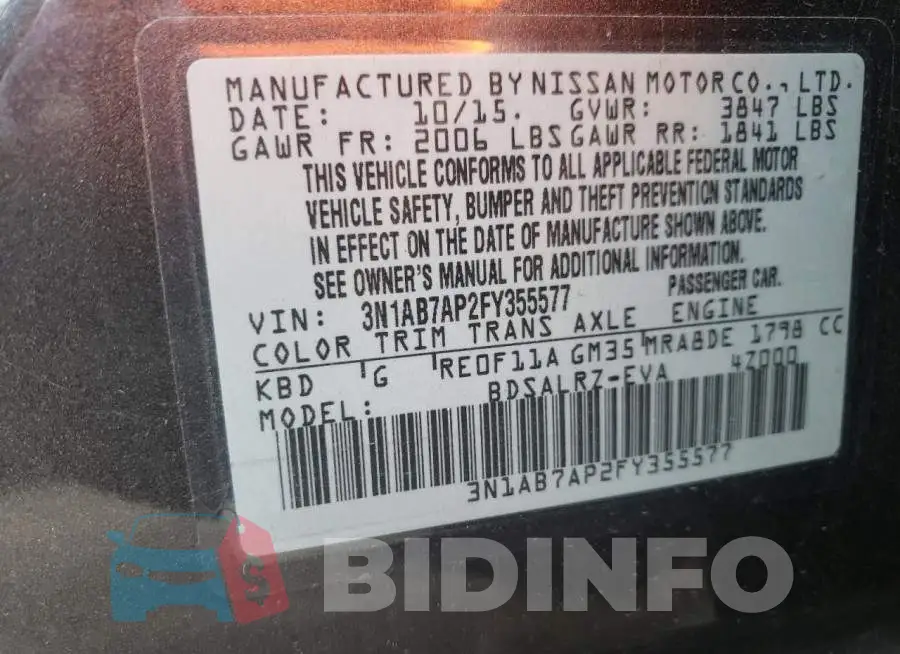 3N1AB7AP2FY355577 Photo# 12
