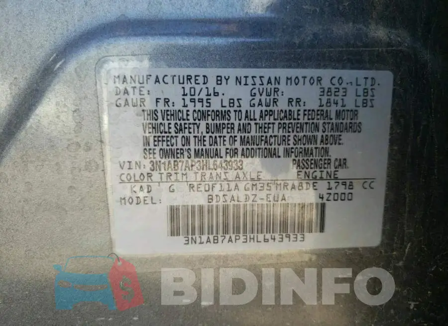3N1AB7AP3HL643933 Photo# 10