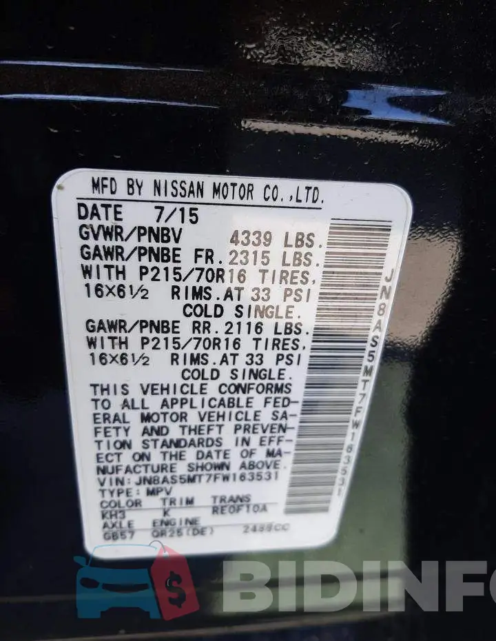 JN8AS5MT7FW163531 Photo# 10