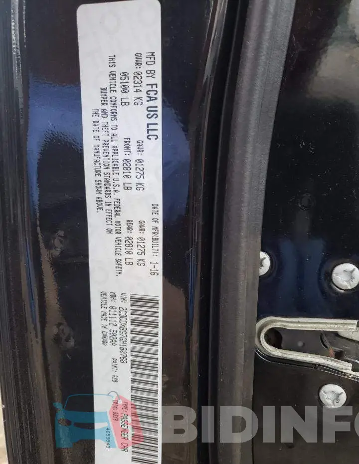 2C3CDXBG7GH180768 Photo# 10