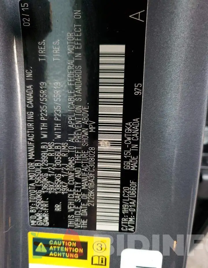 2T2BK1BA3FC308028 Photo# 10