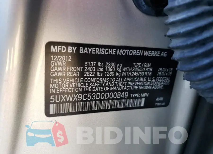 5UXWX9C53D0D00849 Photo# 10