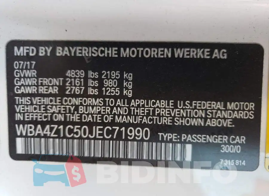 WBA4Z1C50JEC71990 Photo# 10