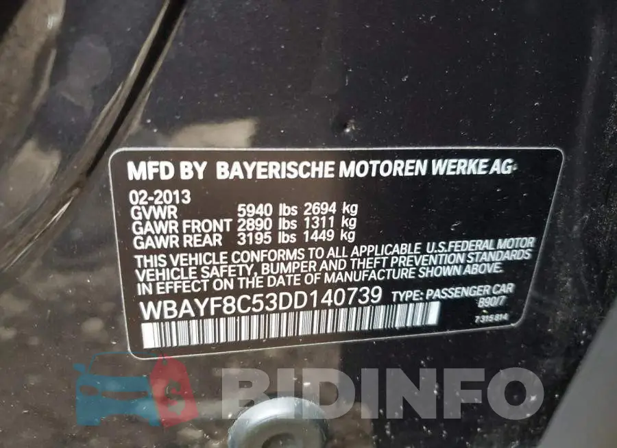 WBAYF8C53DD140739 Photo# 10