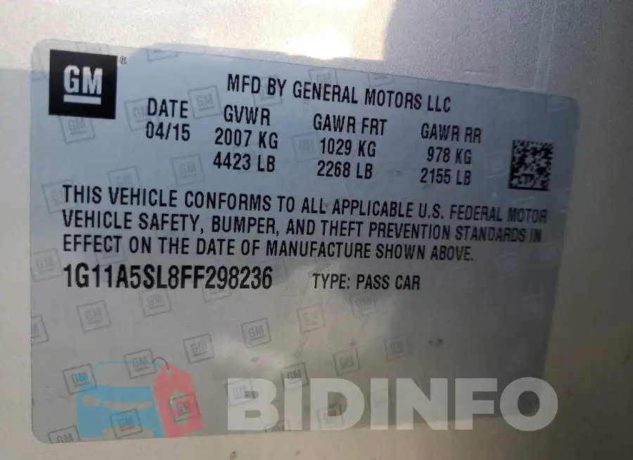 1G11A5SL8FF298236 Photo# 10