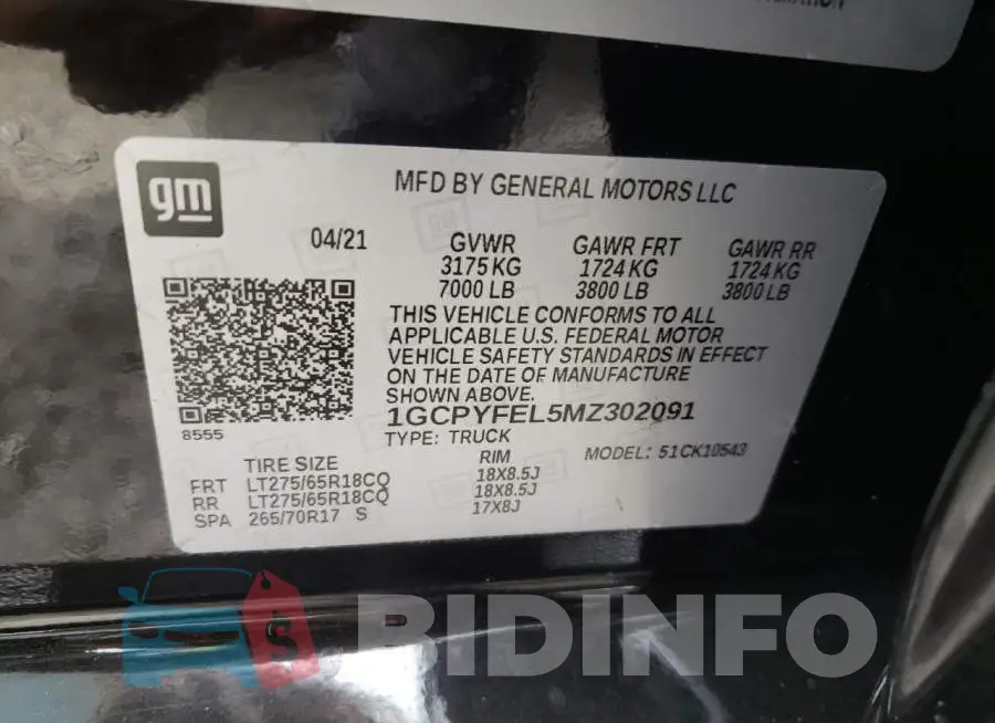 1GCPYFEL5MZ302091 Photo# 10