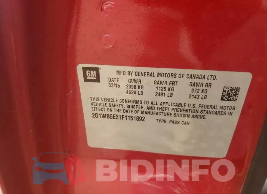 2G1WB5E31F1151892 Photo# 10
