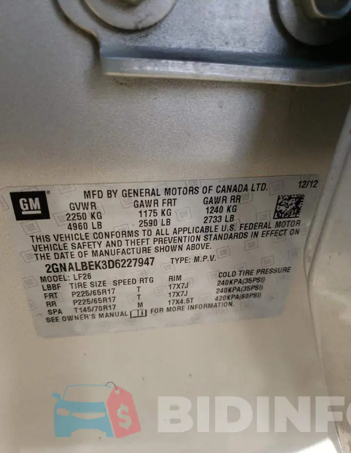 2GNALBEK3D6227947 Photo# 10