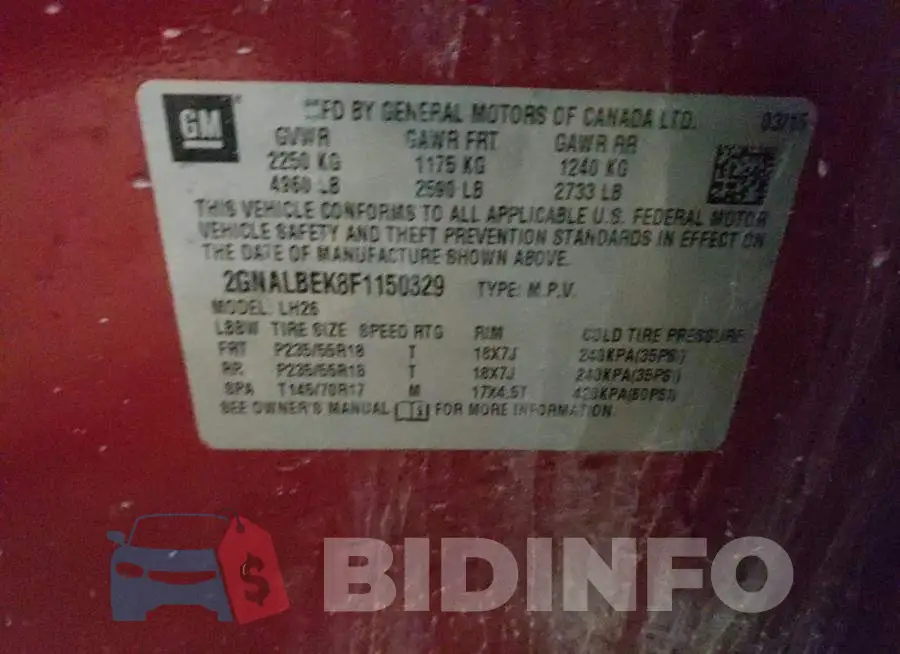 2GNALBEK8F1150329 Photo# 10