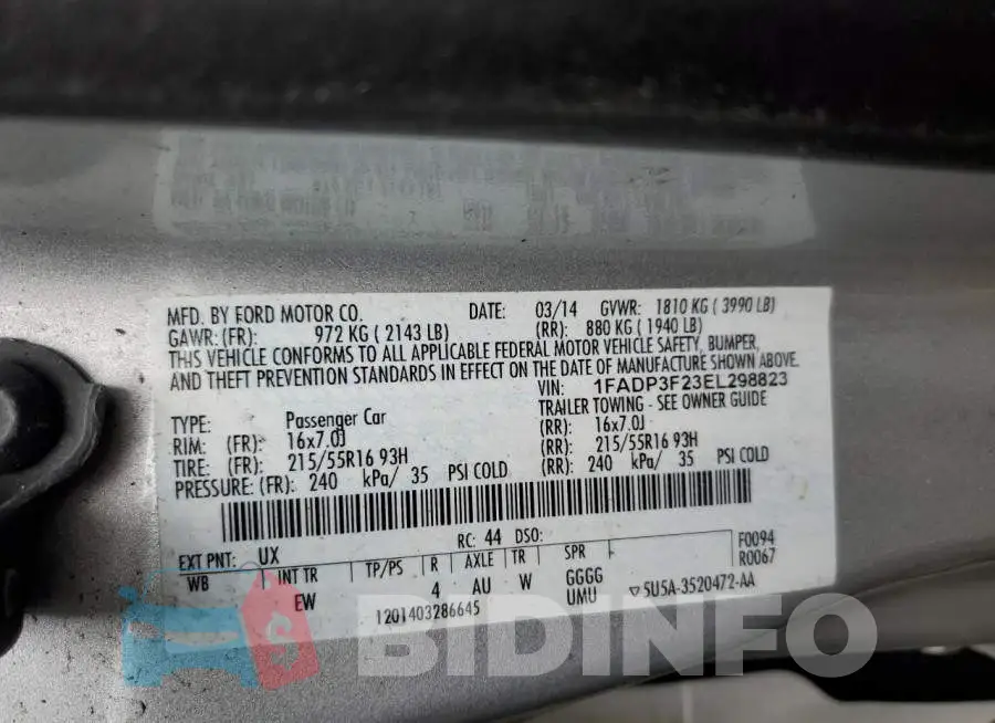 1FADP3F23EL298823 Photo# 10