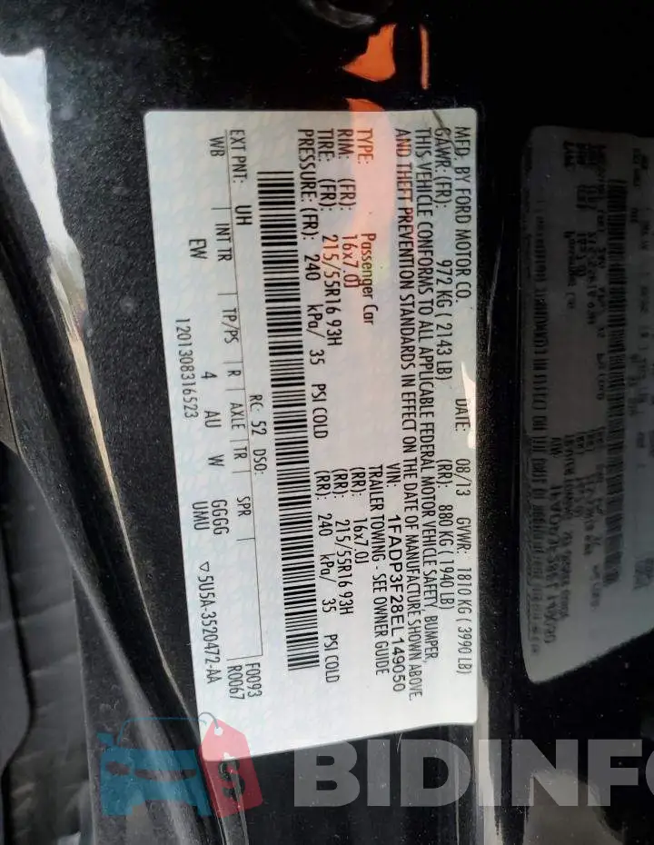 1FADP3F28EL149050 Photo# 13