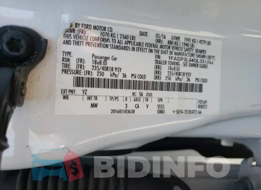 1FADP3L94GL331333 Photo# 10