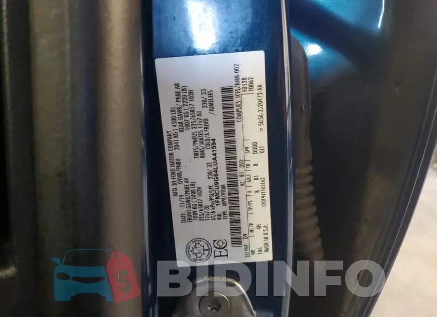 1FMCU9G64LUA41594 Photo# 13