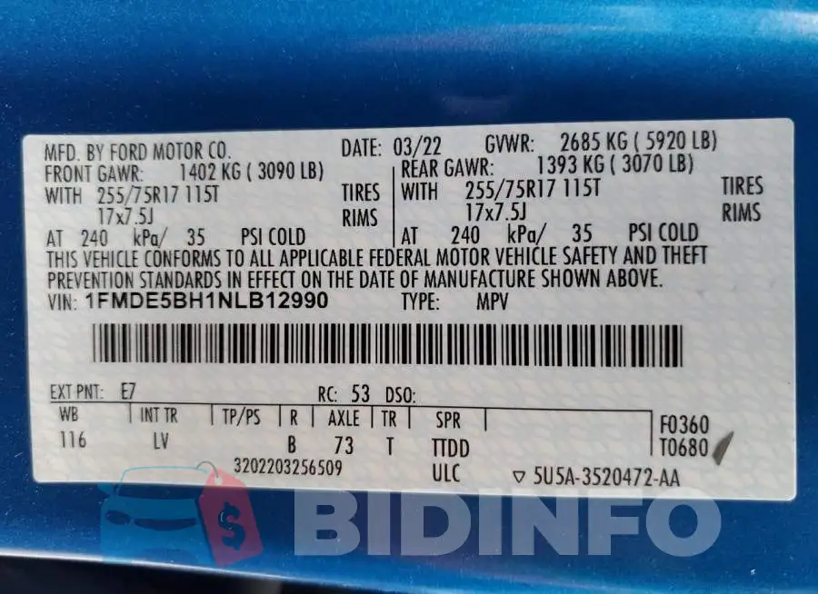 1FMDE5BH1NLB12990 Photo# 12