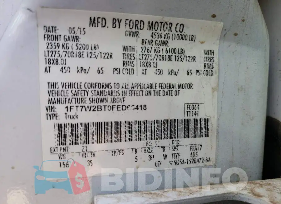 1FT7W2BT0FED65418 Photo# 10