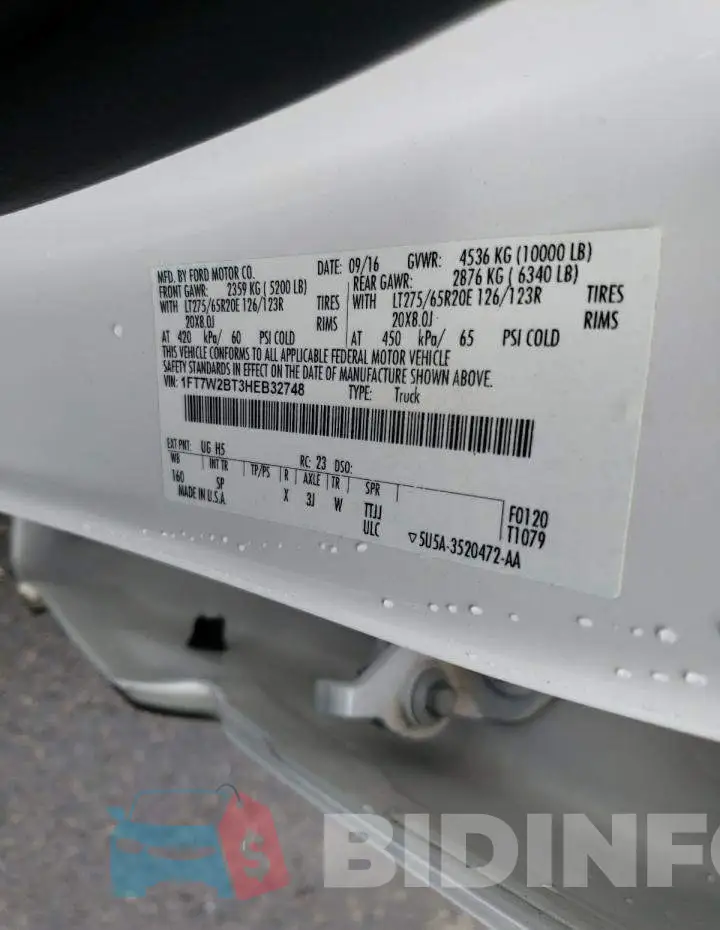 1FT7W2BT3HEB32748 Photo# 13