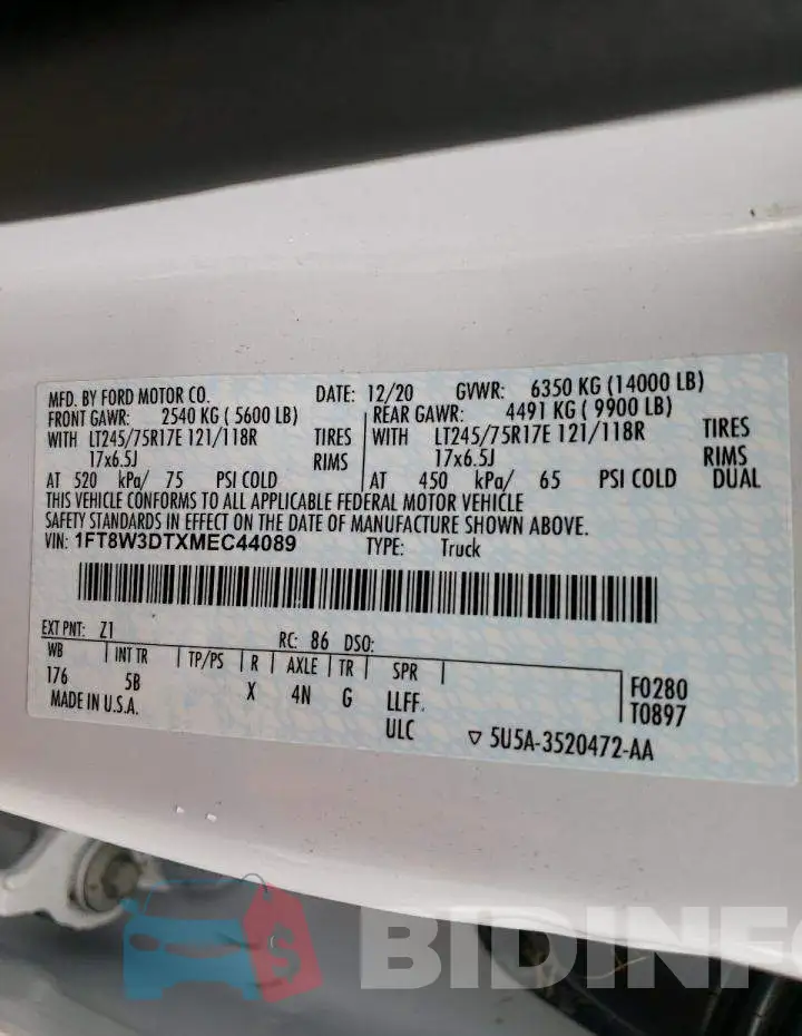 1FT8W3DTXMEC44089 Photo# 10