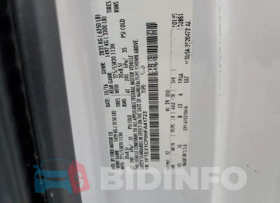 1FTEX1CP0HFA41723 Photo# 10