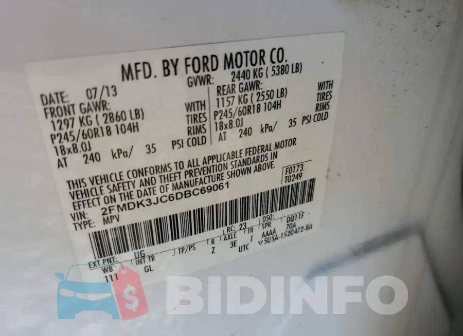 2FMDK3JC6DBC69061 Photo# 10
