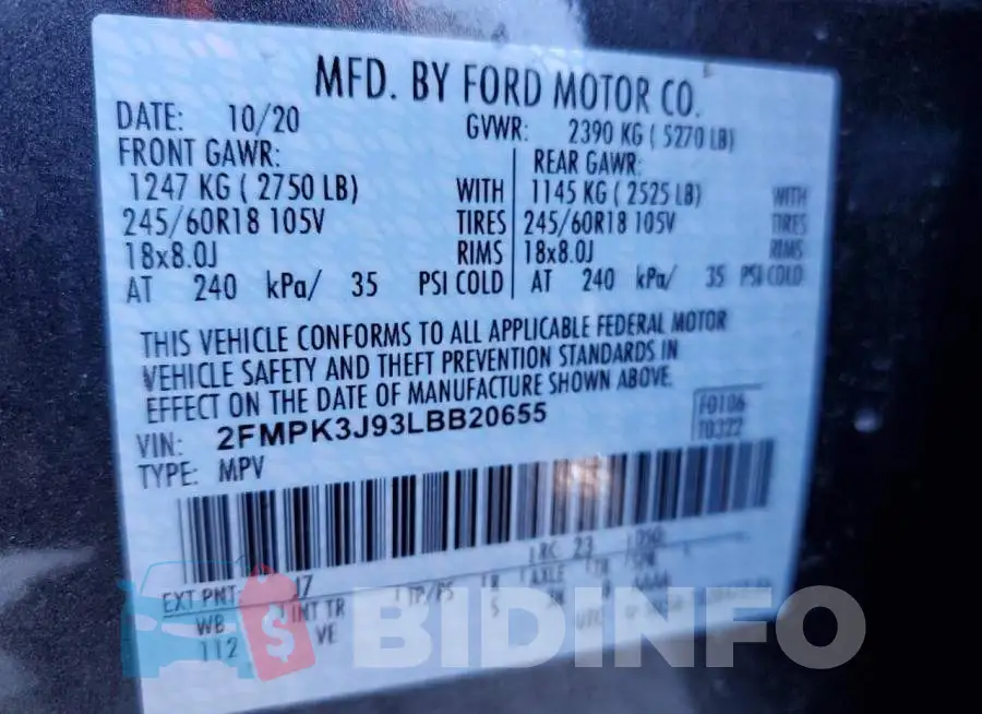 2FMPK3J93LBB20655 Photo# 10