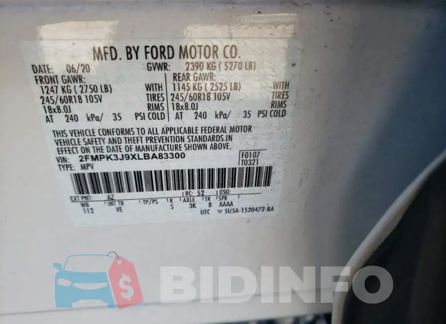 2FMPK3J9XLBA83300 Photo# 10