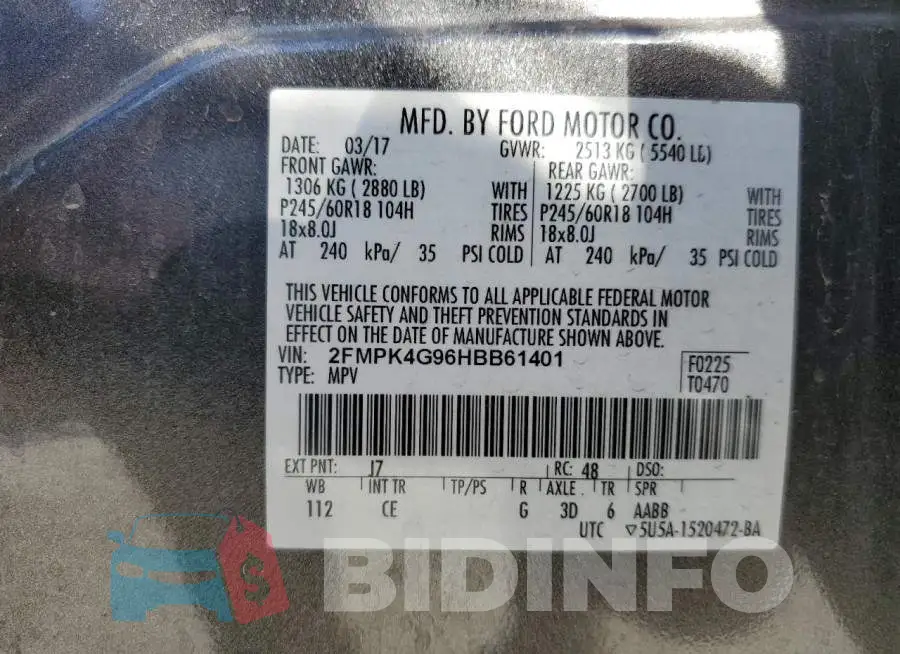 2FMPK4G96HBB61401 Photo# 10