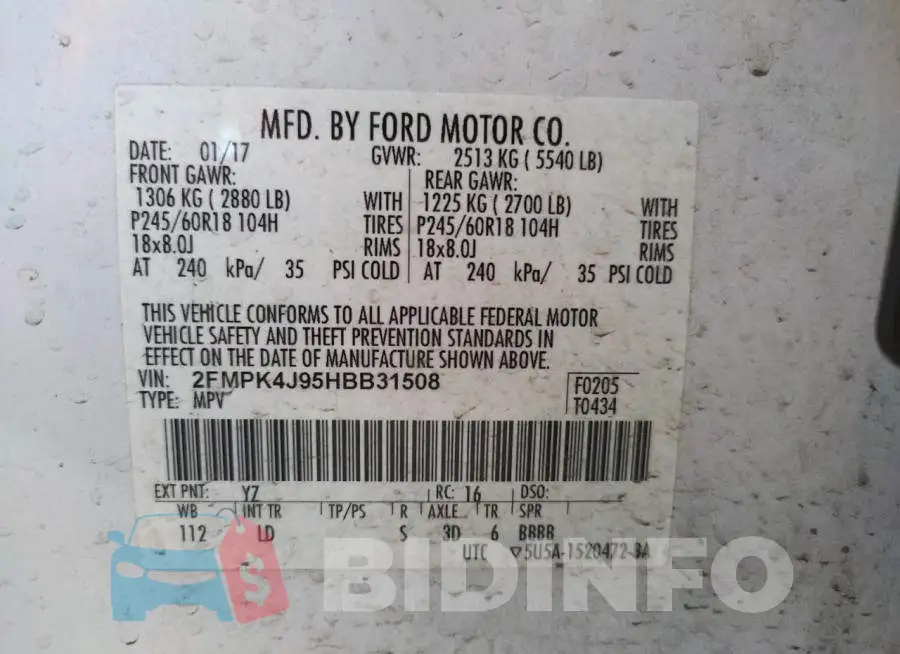 2FMPK4J95HBB31508 Photo# 10