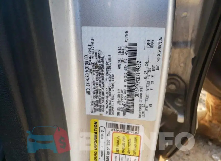 3FA6P0K9XDR149352 Photo# 10